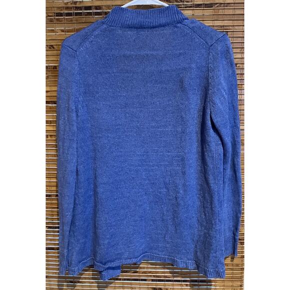 Talbots Petites 100% Linen Open Front Cardigan Sweater Blue Size MP - Picture 3 of 7